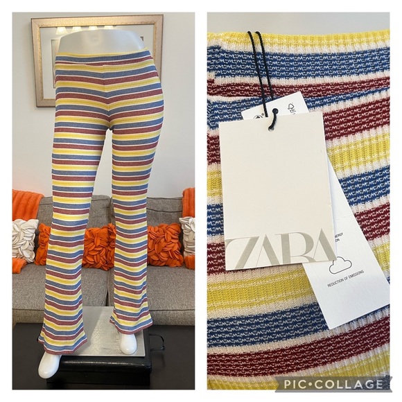 Zara Pants - ❣️🆕Zara Yellow, Red, & Blue Stripe Bootcut Pants❣️